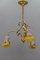French Art Nouveau Brass and Glass Three-Light Chandelier from Noverdy 5