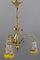 French Art Nouveau Brass and Glass Three-Light Chandelier from Noverdy, Image 19