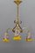 French Art Nouveau Brass and Glass Three-Light Chandelier from Noverdy, Image 10