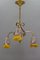 French Art Nouveau Brass and Glass Three-Light Chandelier from Noverdy, Image 6