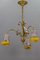 French Art Nouveau Brass and Glass Three-Light Chandelier from Noverdy 9