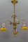 French Art Nouveau Brass and Glass Three-Light Chandelier from Noverdy 7