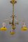 French Art Nouveau Brass and Glass Three-Light Chandelier from Noverdy 2