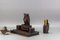 Set da scrivania Calamaio con figure a forma di gufo in legno intagliato a mano, anni '30, set di 3, Immagine 12