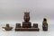 Inkwell Desk Set with Owl Figures in Hand-Carved Wood, 1930s, Set of 3 6