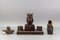 Inkwell Desk Set with Owl Figures in Hand-Carved Wood, 1930s, Set of 3, Image 6