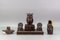 Inkwell Desk Set with Owl Figures in Hand-Carved Wood, 1930s, Set of 3, Image 3