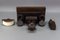 Inkwell Desk Set with Owl Figures in Hand-Carved Wood, 1930s, Set of 3, Image 17