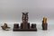 Inkwell Desk Set with Owl Figures in Hand-Carved Wood, 1930s, Set of 3 10