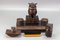 Inkwell Desk Set with Owl Figures in Hand-Carved Wood, 1930s, Set of 3, Image 20
