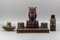 Inkwell Desk Set with Owl Figures in Hand-Carved Wood, 1930s, Set of 3, Image 13