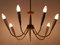 Lámpara colgante Sputnik alemana Mid-Century con siete llamas, años 50, Imagen 10