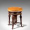 Antique English Victorian Walnut Adjustable Music Stool, Image 1