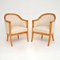 Antique Swedish Tiger Birch Biedermeier Armchairs, Set of 2 1