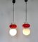 Mid-Century Adjustable Orange and White Blown Glass Pendants, Italy, 1960s, Set of 2, Image 2