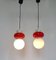 Mid-Century Adjustable Orange and White Blown Glass Pendants, Italy, 1960s, Set of 2, Image 3