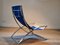 Louisa Lounge Chair in Blue Canvas and White Leather by Marcello Cuneo, Italy, 1970s 11