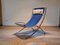 Louisa Lounge Chair in Blue Canvas and White Leather by Marcello Cuneo, Italy, 1970s 1