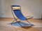 Louisa Lounge Chair in Blue Canvas and White Leather by Marcello Cuneo, Italy, 1970s 6