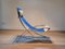 Louisa Lounge Chair in Blue Canvas and White Leather by Marcello Cuneo, Italy, 1970s 9