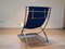 Louisa Lounge Chair in Blue Canvas and White Leather by Marcello Cuneo, Italy, 1970s, Image 10