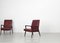 Dark Red Leatherette Armchairs, Italy, 1960s, Set of 5 10