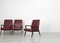 Dark Red Leatherette Armchairs, Italy, 1960s, Set of 5 11