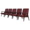 Dark Red Leatherette Armchairs, Italy, 1960s, Set of 5 1