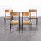 French Grey Tapered Leg School Dining Chairs from Mullca, 1950s, Set of 4 3