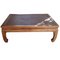 British Colonial Wooden Table with Natural Fabric Canvas 1