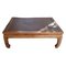 British Colonial Wooden Table with Natural Fabric Canvas 3