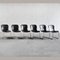 Chaises de Salle à Manger en Acier et Cuir Noir de Cidue, Italie, 1970s, Set de 6 1