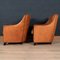 20th Century Art Deco Style Dutch Sheepskin Leather Club Chairs, Set of 2 2