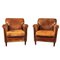 20th Century Dutch Sheepskin Leather Club Chairs, Set of 2 1