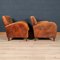 20th Century Art Deco Style Dutch Sheepskin Leather Club Chairs, Set of 2 3