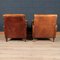 20th Century Art Deco Style Dutch Sheepskin Leather Club Chairs, Set of 2 4