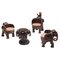 Afrikanisches Elefanten Wohnzimmer Set aus geschnitztem Holz, 4er Set 1