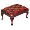 Oxblood Leather Chesterfield & Beech Footstool with Cabriolet Legs, Image 1