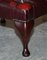 Oxblood Leather Chesterfield & Beech Footstool with Cabriolet Legs, Image 7