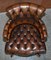 Traditional Cigar Brown Leather & Oak Chesterfield Captains Armchair 8