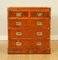 Vintage Yew Wood Burr Military Campaign Chest of Drawers 6