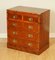 Vintage Yew Wood Burr Military Campaign Chest of Drawers 4