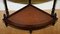 Victorian Style Hardwood & Brown Leather Inlaid Corner Whatnot Table, Image 4