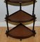 Victorian Style Hardwood & Brown Leather Inlaid Corner Whatnot Table 3