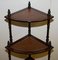 Victorian Style Hardwood & Brown Leather Inlaid Corner Whatnot Table 2