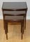 Vintage Brown Hardwood Nest of Tables with Glass Top on Reeded Legs 3