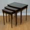 Vintage Brown Hardwood Nest of Tables with Glass Top on Reeded Legs 5