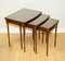 Vintage Brown Hardwood Nest of Tables with Glass Top on Reeded Legs, Image 2