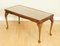 Vintage Brown Leather Top Coffee Table with Queen Anne Legs, Image 3