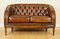 Hand Dyed Whiskey Brown Leather Two Seater Sofa 4